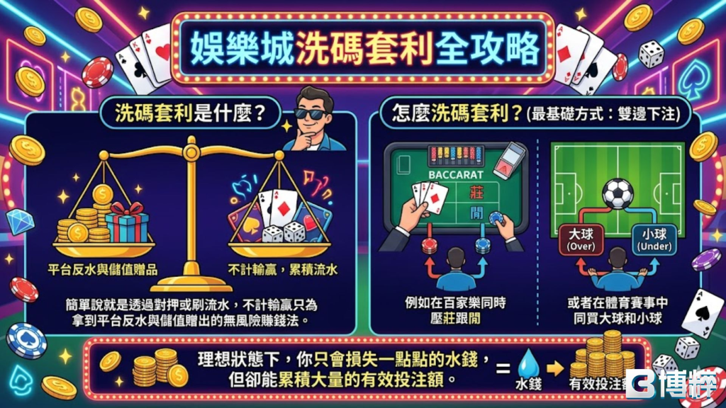 娛樂城洗碼套利全攻略圖表,對比真人百家樂洗碼套利是什麼與體育單場賽事兩邊對打下注禁區。